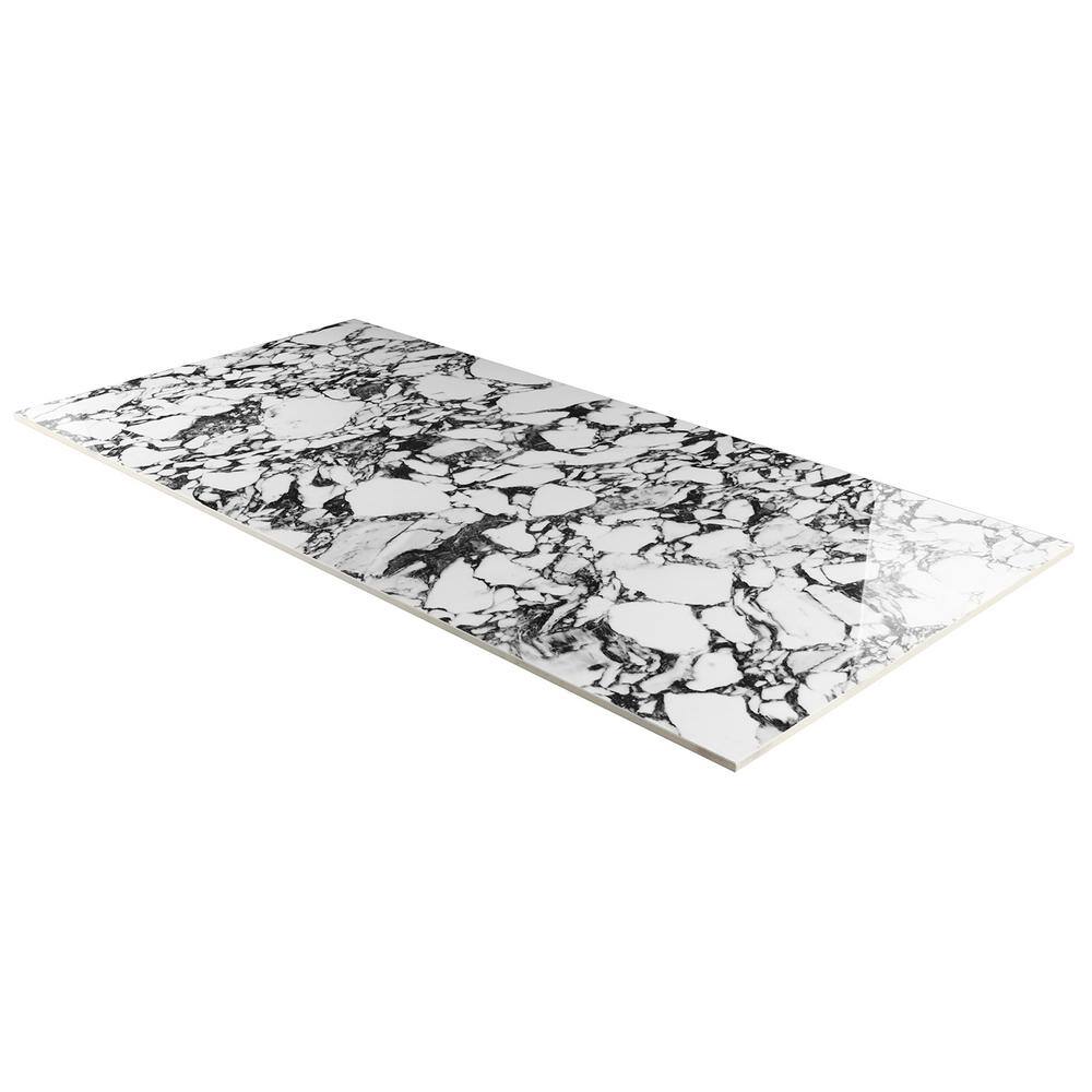 Magnus 24x48 Polished Black and White Porcelain Tile