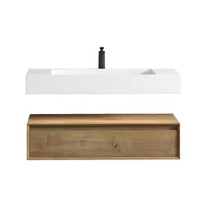 Alysa 42 in. W. x 20 in. D x 23 in. H Single Sink Floating Bath Vanity in White Oak with White Acrylic Top