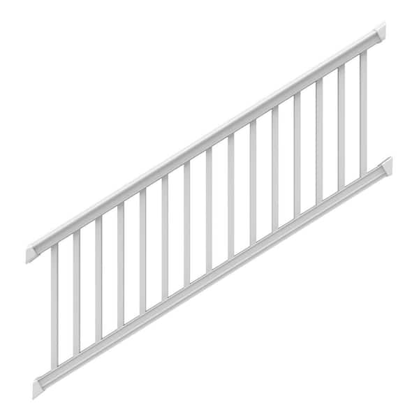 Barrette Outdoor Living Bella Premier Series 8 ft. x 36 in. White Vinyl Stair Rail Kit with Square Balusters