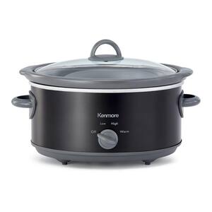 5 qt. (4.7L) Slow Cooker, Black and Gray, Compact Countertop Cooking, Simple Dial Control