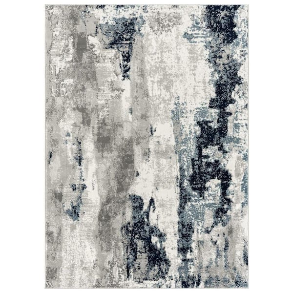 Unbranded White Polypropylene 8 ft. x 10 ft. Abstract Indoor Area Rug