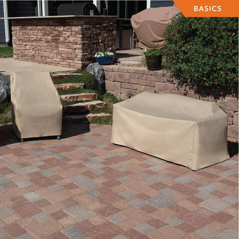 Khaki Weather-Resistant Patio Chair Covers, 27" x 34" x 31", Set of 2