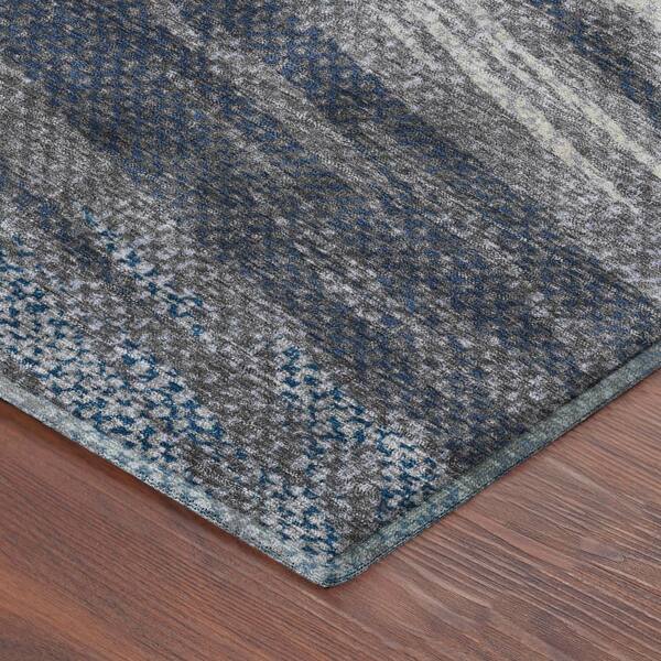 Mayfield Premium Machine Washable Abstract AMF2272 Denim 2 ft. x 3 ft. Accent Rug