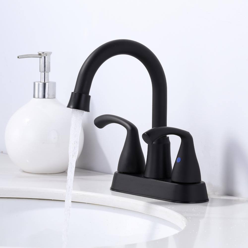 Matte Black High Arc Double Handle Bathroom Faucet