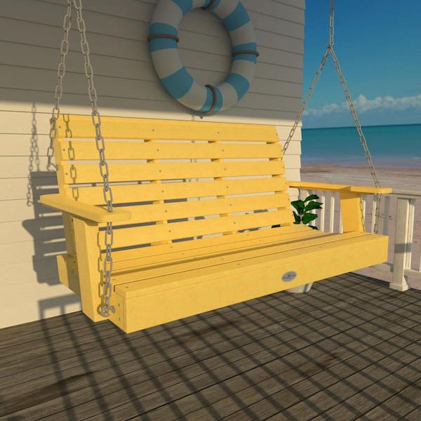 Highwood Riverside 4ft. 2-Person Sunbeam Yellow Recycled Plastic Porch Swing