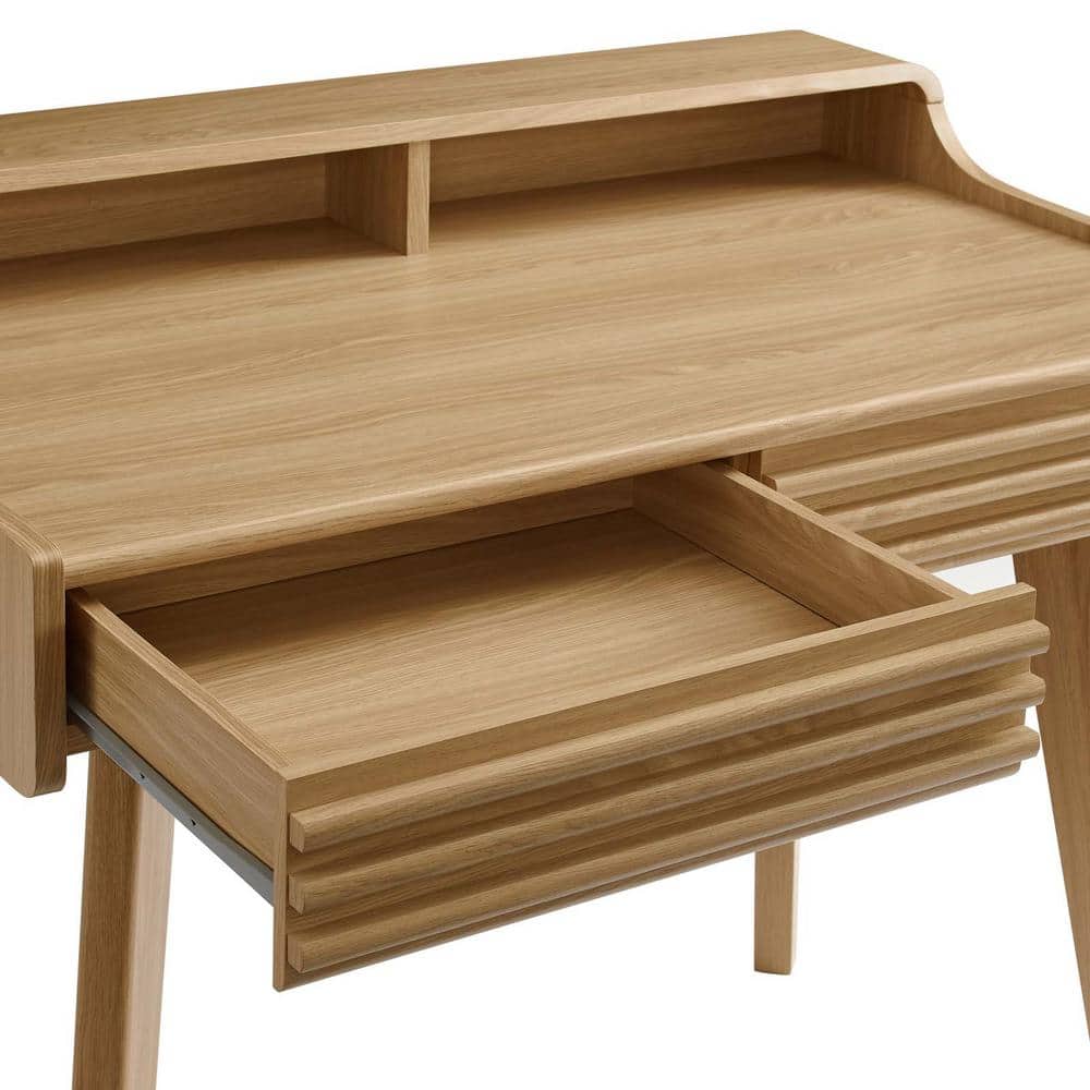 Oak Mid-Century Modern Writing Desk with Drawer