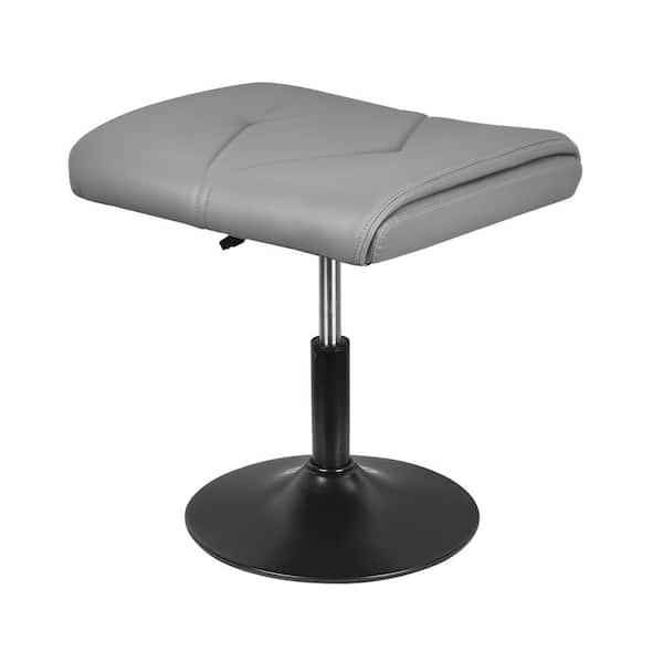 Adjustable Foot Rest Under Desk Ottoman, PU Leather Ergonomic Leg Support Stool for Office and Home, Gray Seat