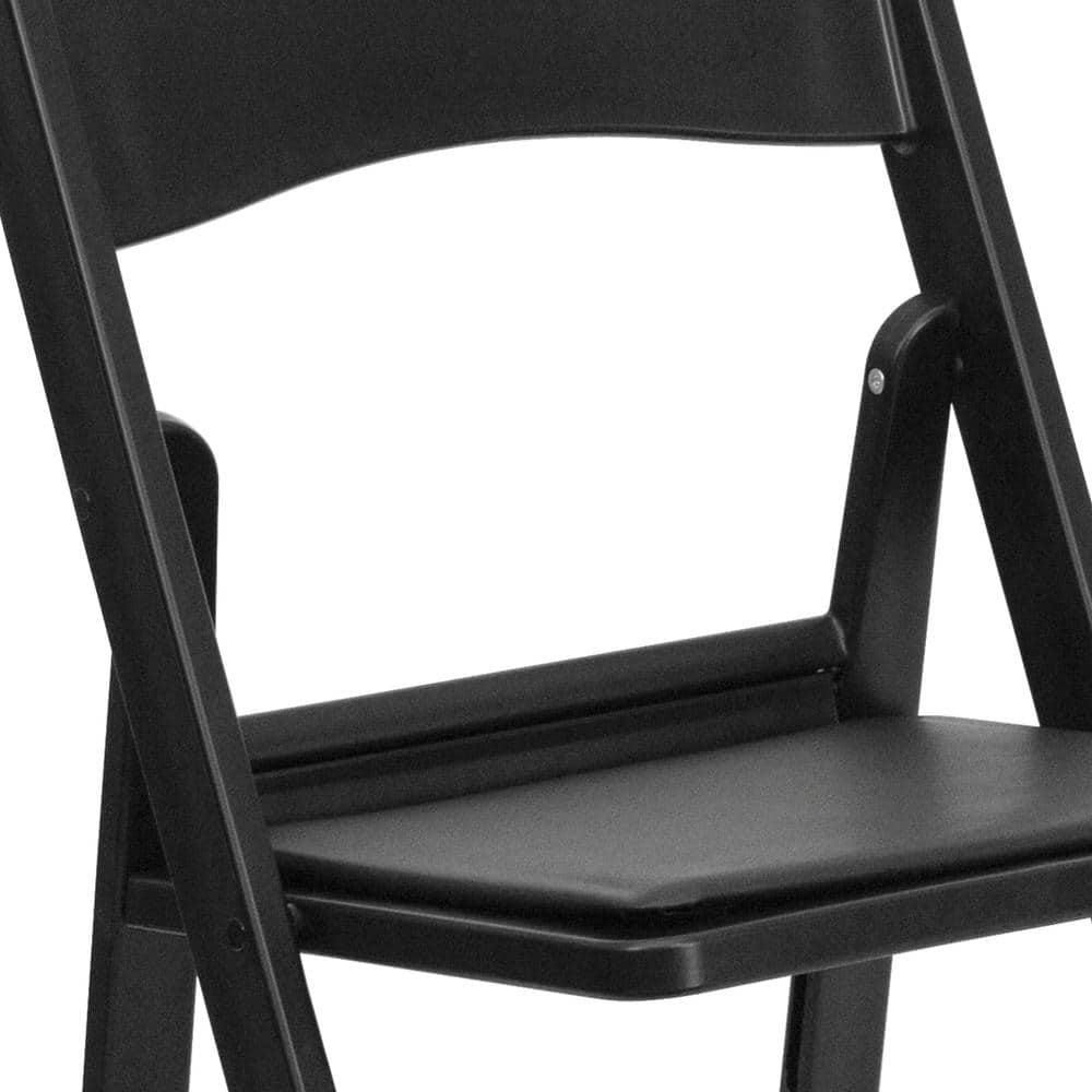 Black Resin Folding Chair with Cushions, 1000 lb Capacity