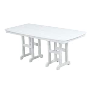 Nautical 37 in. x 72 in. White Plastic Outdoor Patio Dining Table