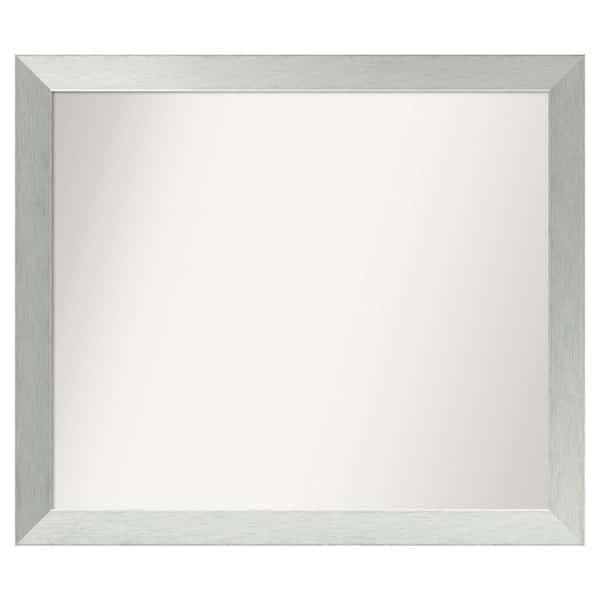 Amanti Art Brushed Sterling Silver 36 in. x 31 in. Custom Non-Beveled Wood Framed Bathroom Vanity Wall Mirror