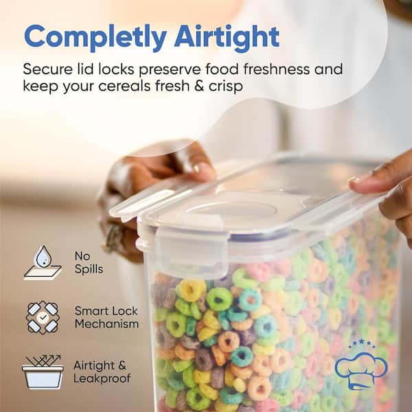 Airtight Food Storage Containers for Kitchen & Pantry Organization - 7 PC BPA Free Plastic Food Storage Containers with Easy Lock Lids - Stackable Sug