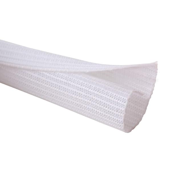10 ft. 1/2 in. Split Wire Loom Tubing Cable Sleeve White, Cord Protector for USB Power Audio Video Cable Cat Safe