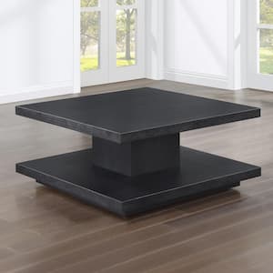 Canyon 38 in. Black Wood Square Cocktail Coffee Table