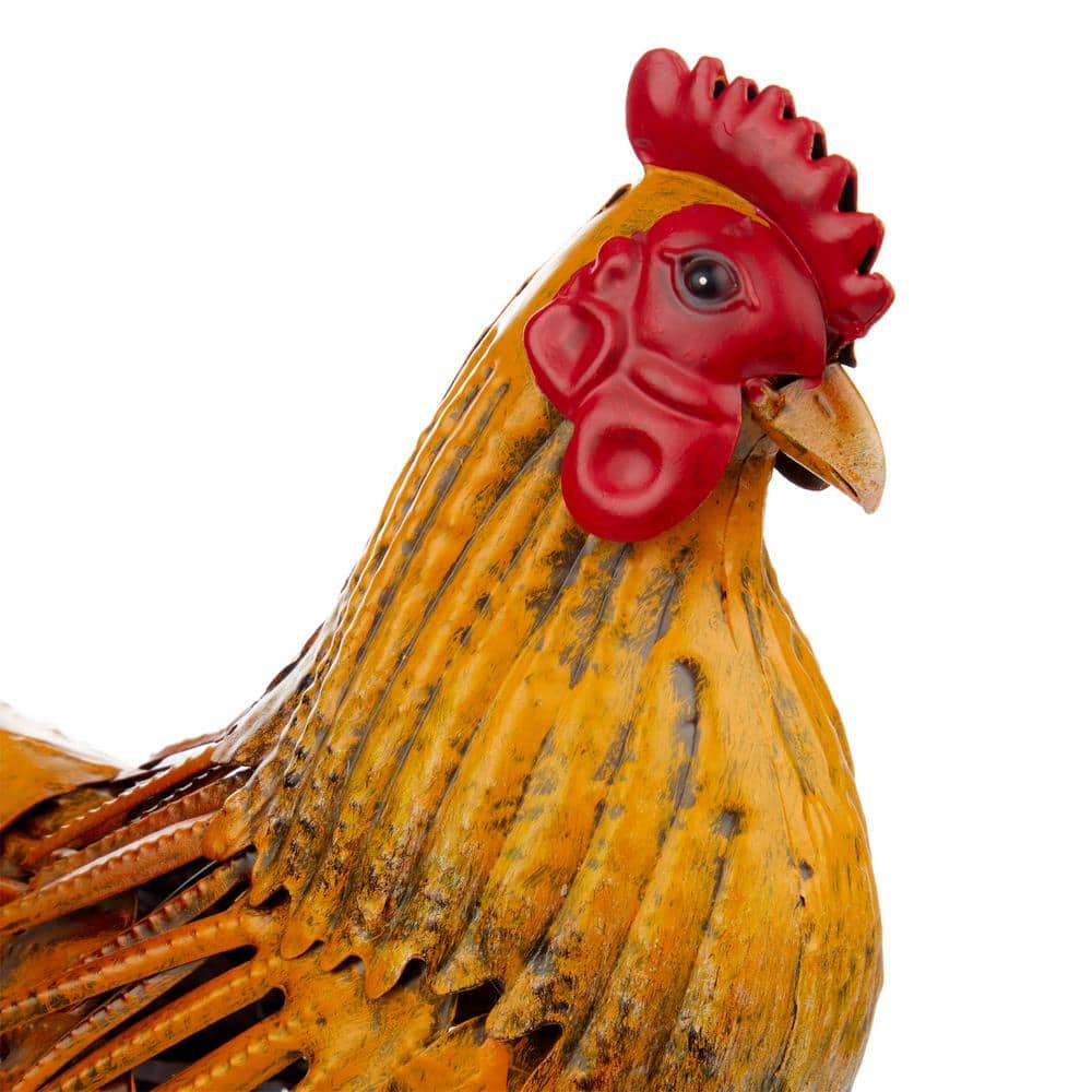 Golden Brown 16" Metal Hen Lawn Decoration