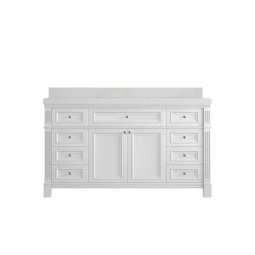 Paris 60 in. W x 22 in. D x 36 in. H Single Sink Bath Vanity in White with 2 in. Carrara qt. Top price history on PriceWatchPro