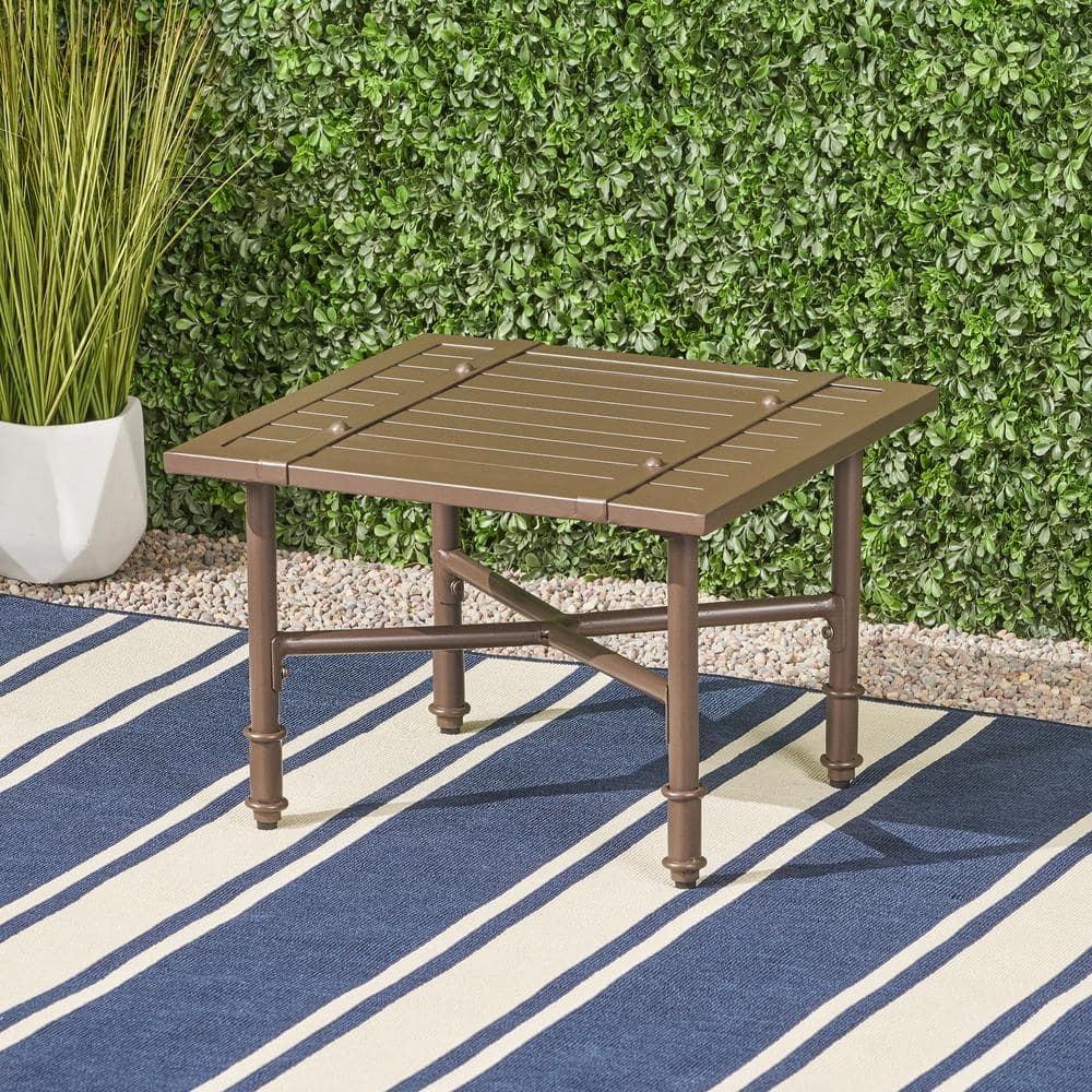 Best Seller Furniture Outdoor Aluminum Accent Table, Brown, for Backyard or