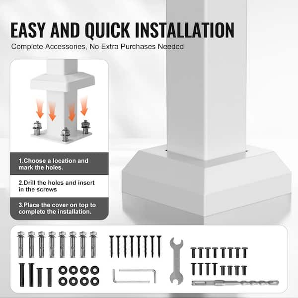 VEVOR Handrails for Outdoor Steps 1-2 Step Stair Hand Rail Kit Transitional Carbon Steel Railings 37.99 in. H x 3.31 in. W