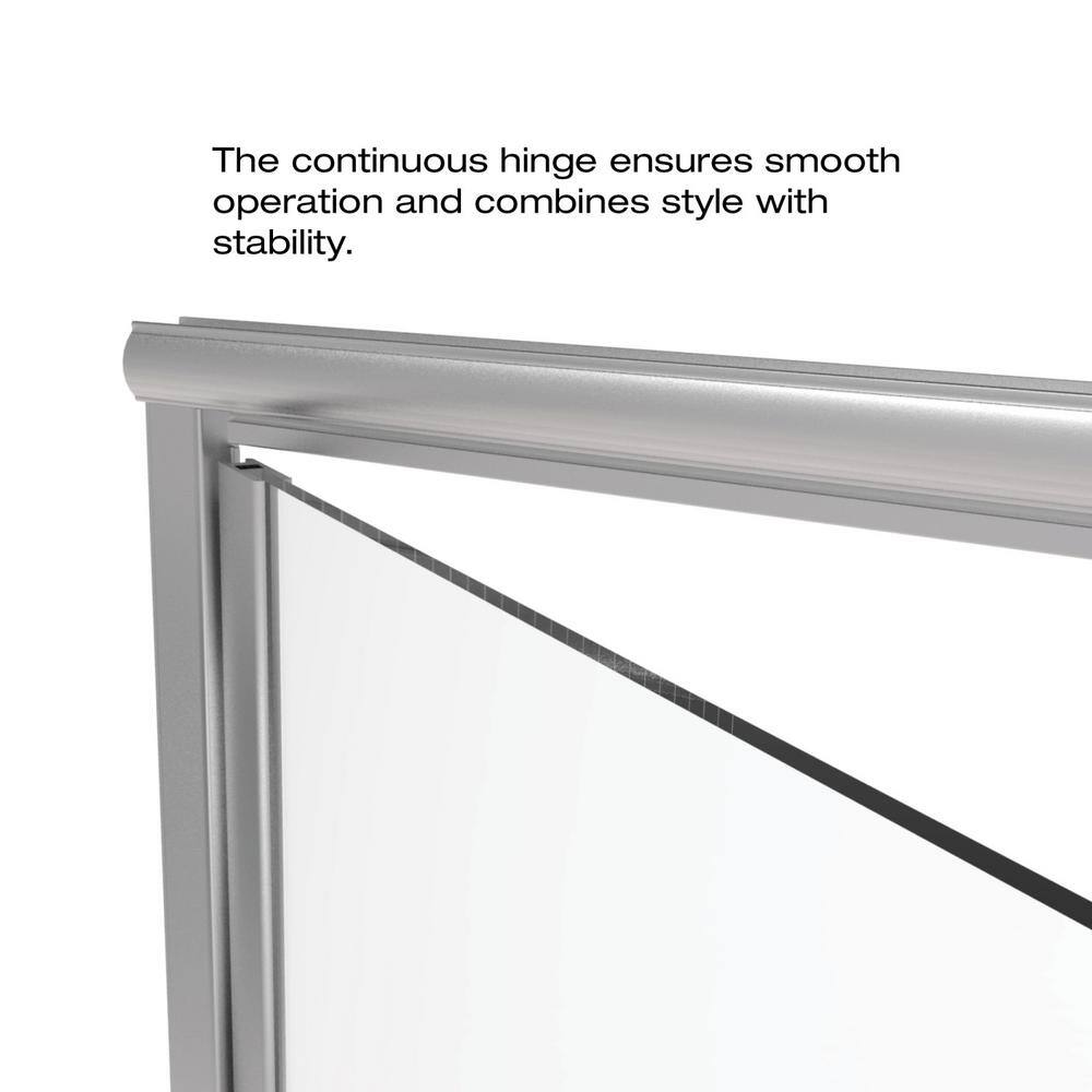 Infinity 46" Brushed Nickel Semi-Frameless Hinged Shower Door with Clear Glass