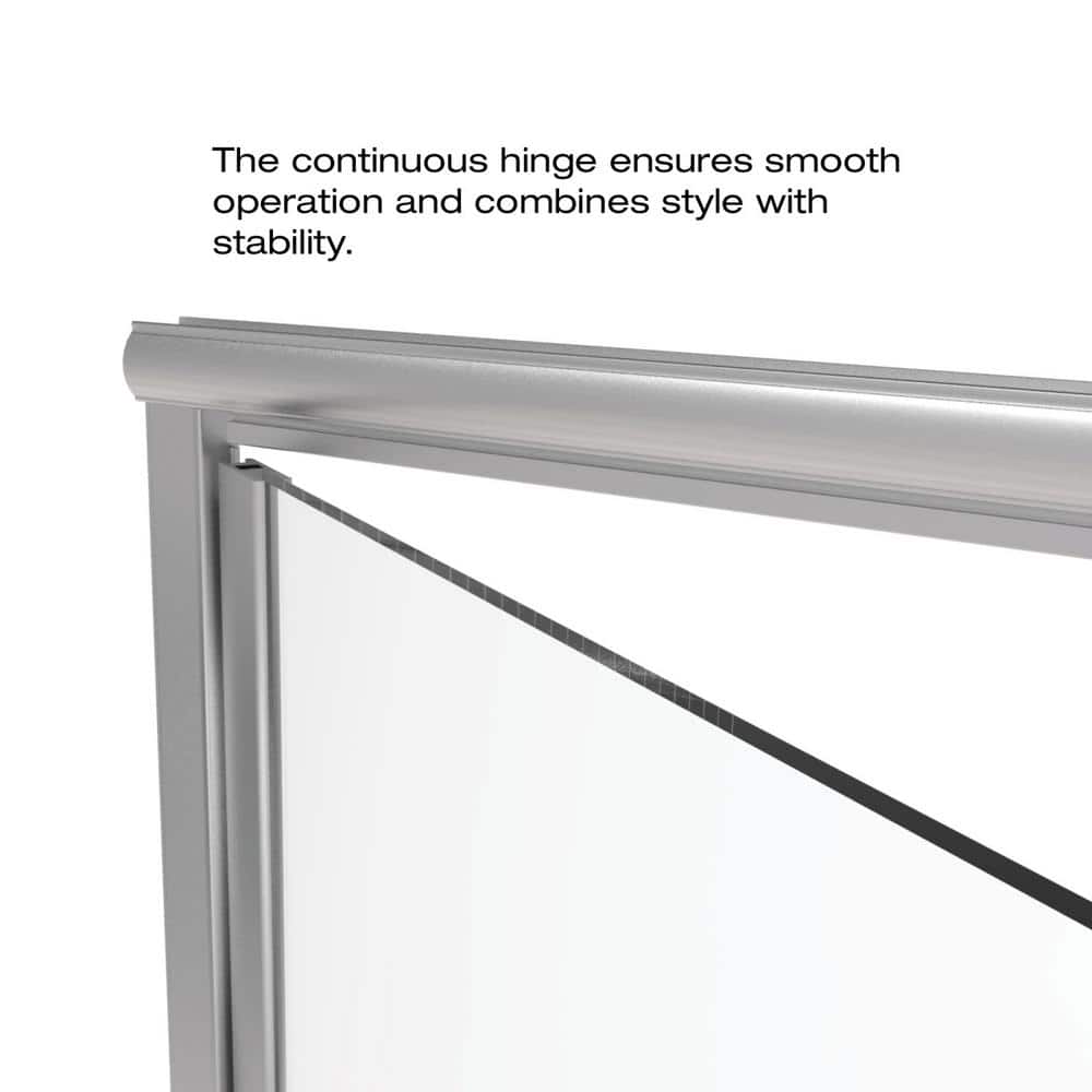 Infinity 58" Semi-Frameless Hinged Shower Door in Brushed Nickel with Clear Glass