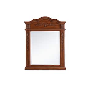 Medium Rectangle Brown Contemporary Mirror (36 in. H x 28 in. W)