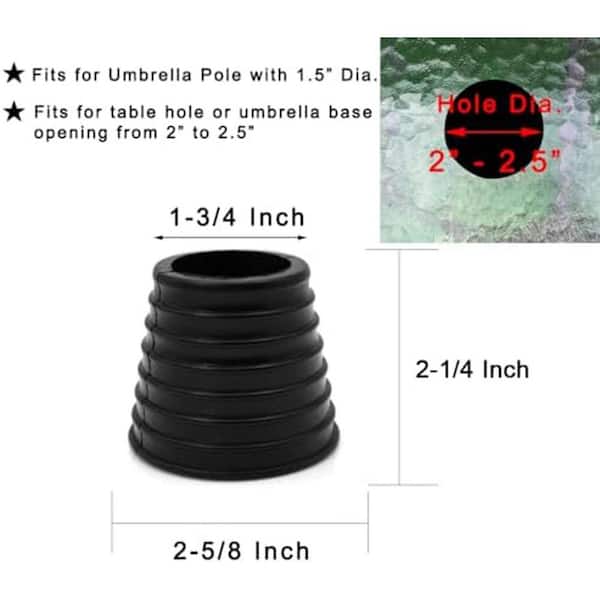 cone wedge for patio umbrella SenQWFa 2.75 in Patio Umbrella Cone Wedge Plug Table Hole Opening Fits  2-2.5 in. Holds Umbrella Stable Black 336OFPH012