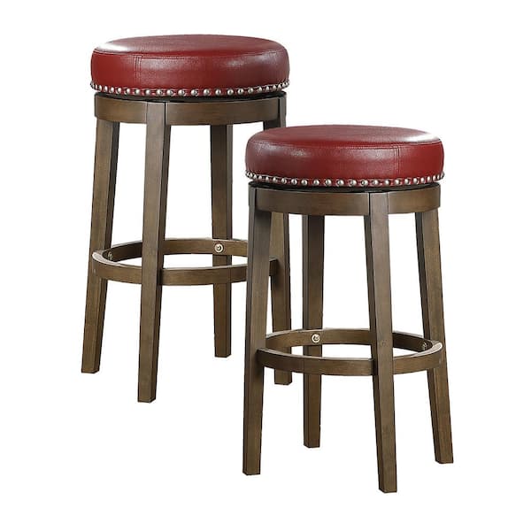 Homelegance Whitby 30.5 in. Red Pub Height Round Swivel Seat Bar Stool (2 Pack)