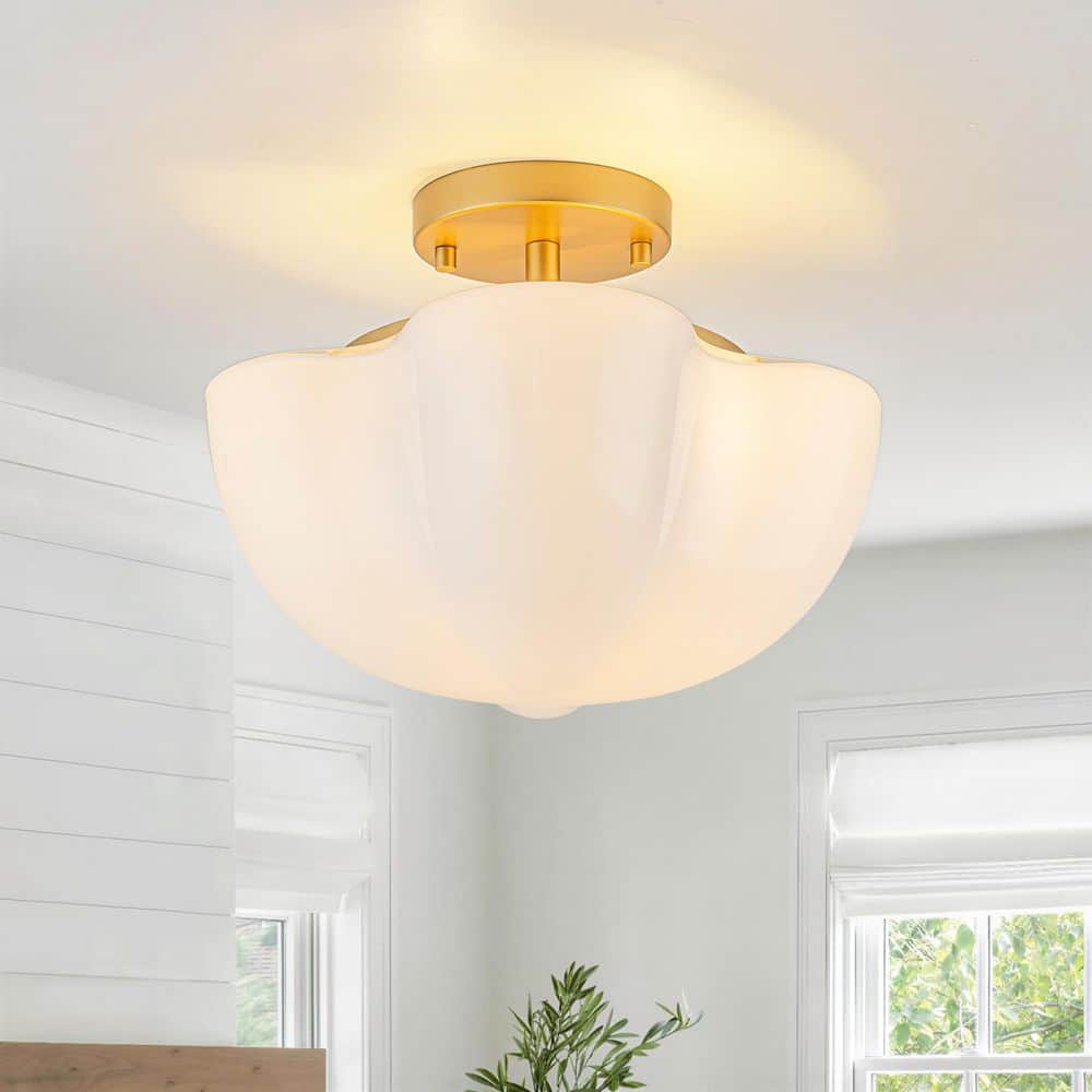 Layla 12 in. 3-Light Contemporary Semi Flush Mount with Opal Glass price history on PriceWatchPro