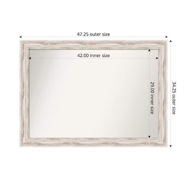 Amanti Art Alexandria Whitewash 47.25 in. x 34.25 in. Custom Non-Beveled Wood Framed Bathroom Vanity Wall Mirror
