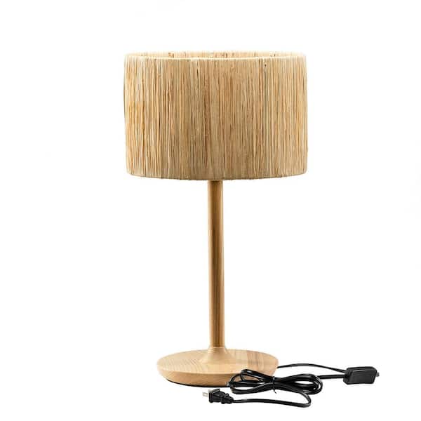 JAYDEN CREATION Ashait 21.3 in. Natural Table Lamp with Grass Made-Up Lampshade