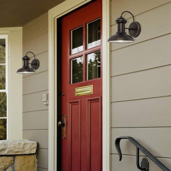Jamenson Oil-Rubbed Bronze Farmhouse Indoor/Outdoor 1-Light Wall Sconce (2-Pack)