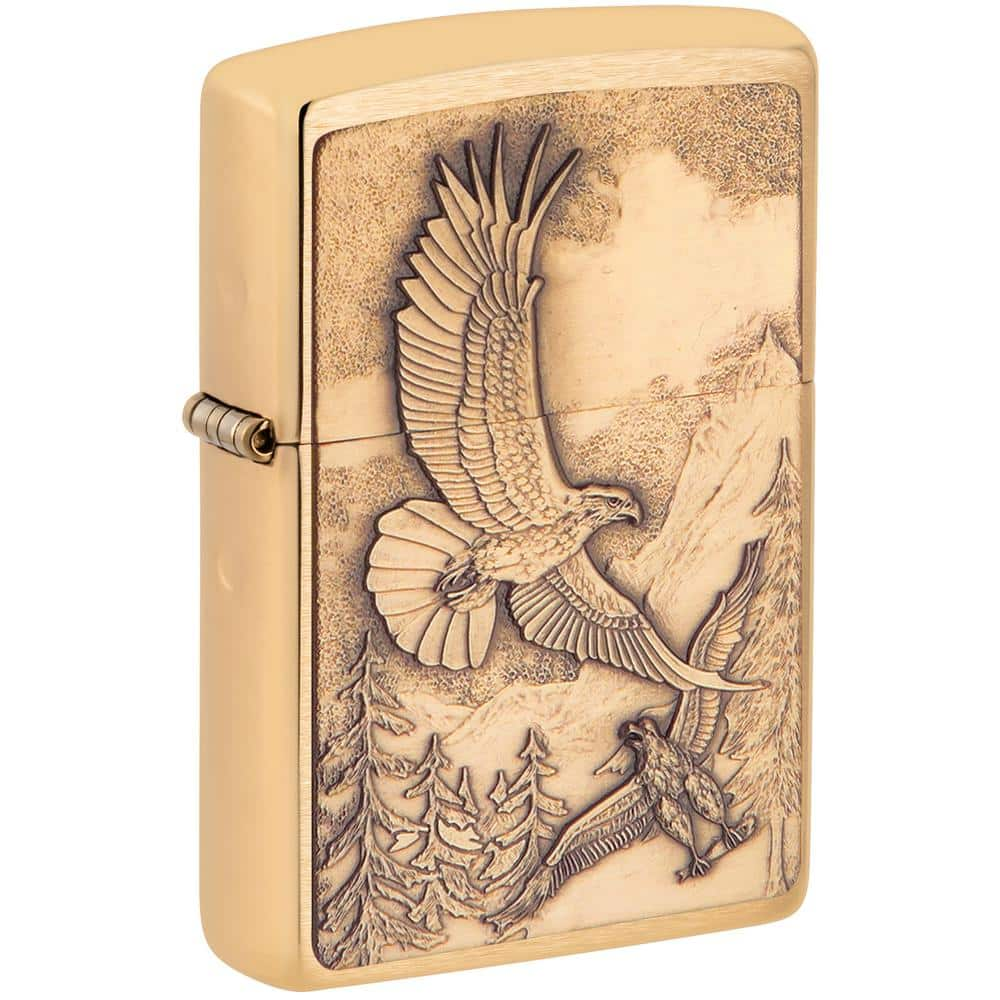 Zippo Zippo Where Eagles Dare Brushed Brass Pocket Lighter 20854 - The ...