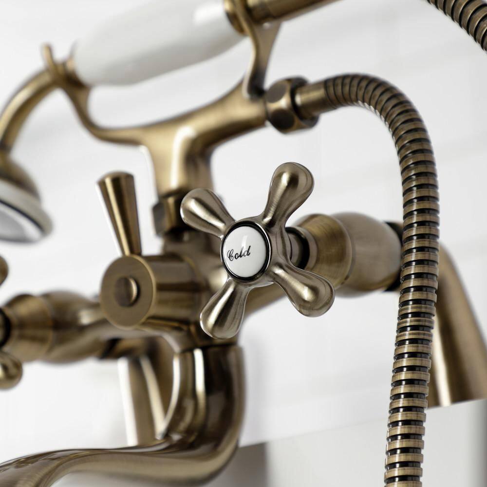 Antique Brass Deck Mount Clawfoot Tub Faucet with Hand Shower