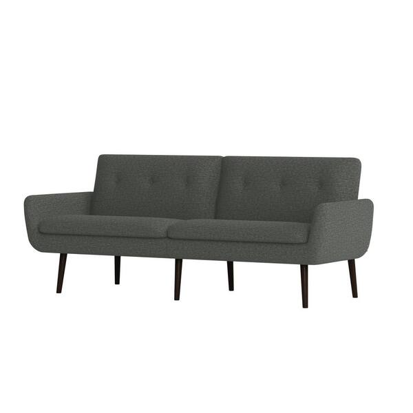 Handy Living Ocampo 81.25 in. Charcoal Gray Tweed-like Woven Fabric 3-Seat Full Size Convert-A-Couch Sofa Bed