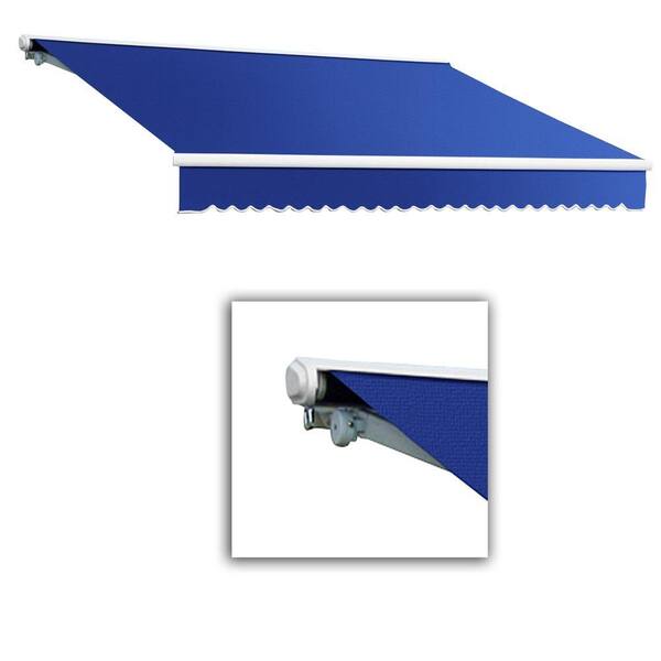 AWNTECH 12 ft. Galveston Semi-Cassette Left Motor with Remote Retractable Awning (120 in. Projection) in Bright Blue