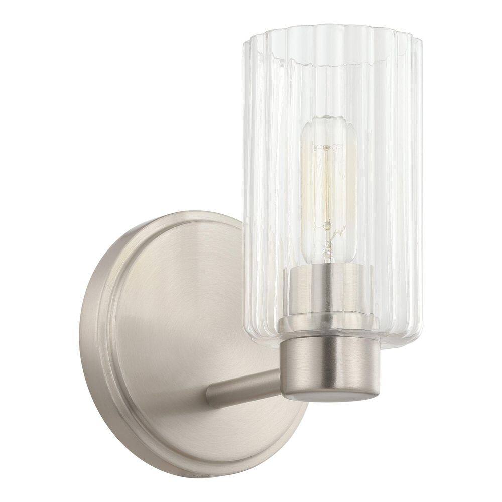 Bedminster 5-in. 1-light Brushed Nickel Vanity Light with Clear Ribbed Glass Shade price history on PriceWatchPro