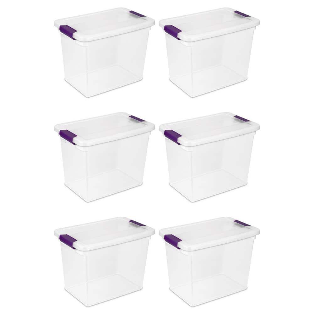 Sterilite 200 Quart Clear Stackable Latching Storage Box Container, Grey, 6  Pack, 6pk - Foods Co.