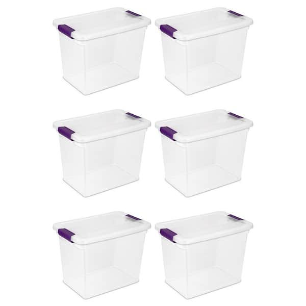 Hefty Medium 16.5-Gallon (66-Quart) Clear Storage Container with White Lid  Weatherproof Tote with Latching Lid