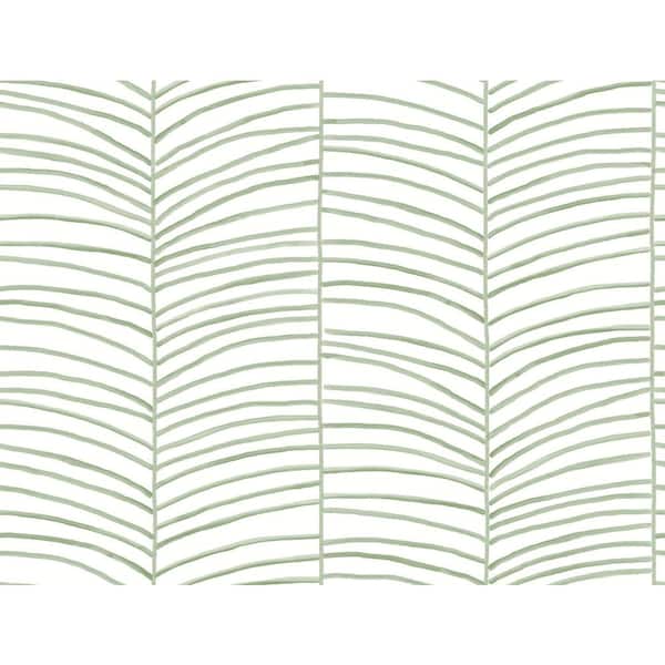 324 in. x 27 in. Green Cascade Palm Chevron Wallpaper Roll