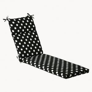 21 x 28.5 Outdoor Chaise Lounge Cushion in Black/White Polka Dot