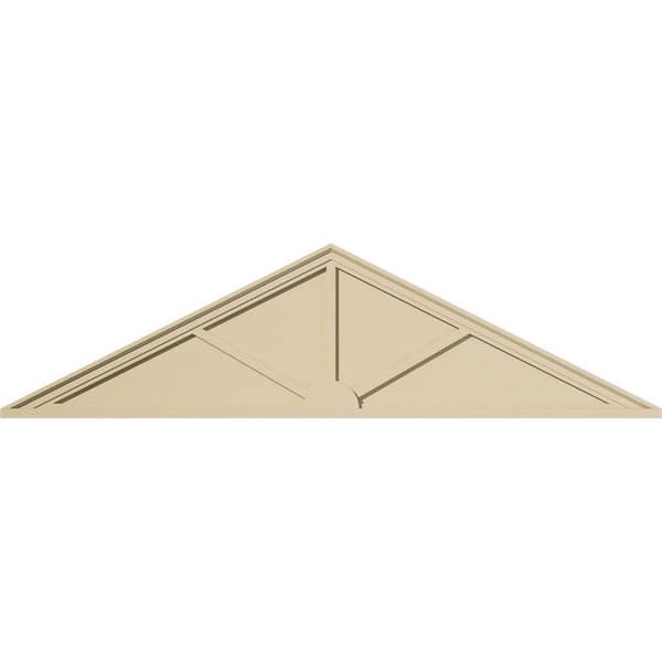 Ekena Millwork 72-in. W x 19-in. H x 2-in. P (Pitch 6/12) Peaked Cap 3 Spoke Signature Urethane Pediment, Primed Tan