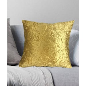Milan Crushed Velvet Decorative Pillow 18 in. x 18 in. Gold