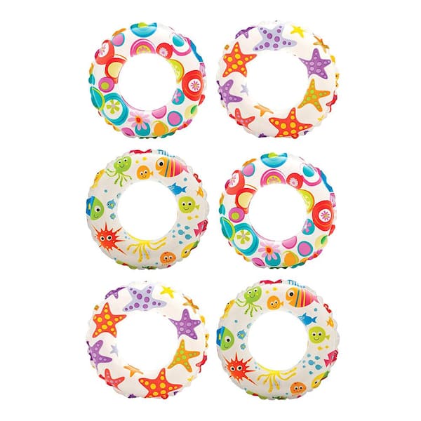 Intex Inflatable 20 in. Lively Ocean Friends Print Kids Pool Tube Swim Ring (6-Pack)