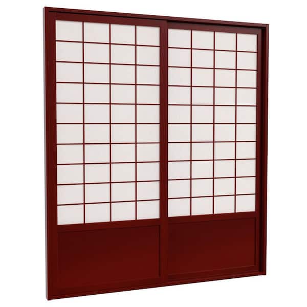 7 ft. Rosewood Shoji 2-Panel Sliding Door