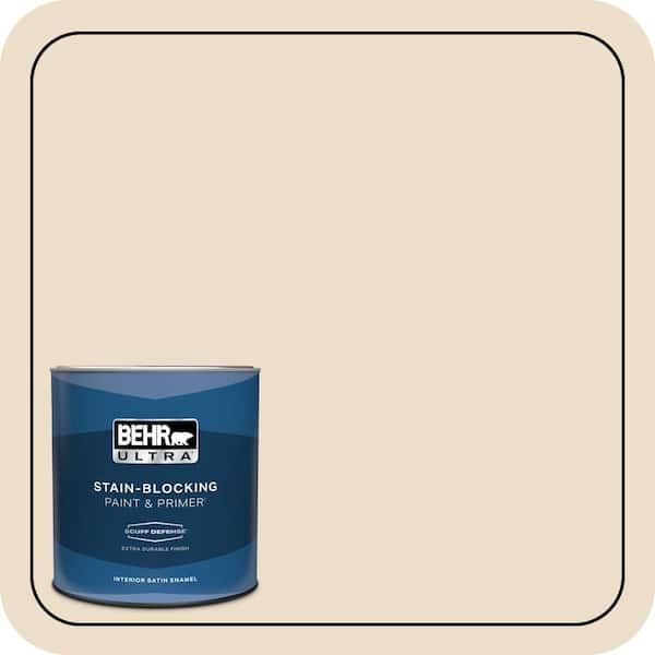 BEHR ULTRA 1 qt. #710C-2 Raffia Cream Extra Durable Satin Enamel Interior Paint & Primer