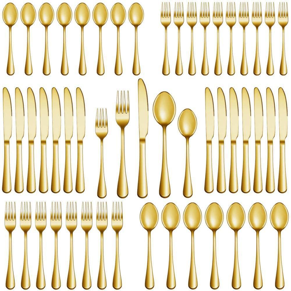 Esepony Stainless Steel Flatware Set with Premium and Dishwasher Safe for Home, Kitchen, and Eating Tableware, Gold (30-Pack)
