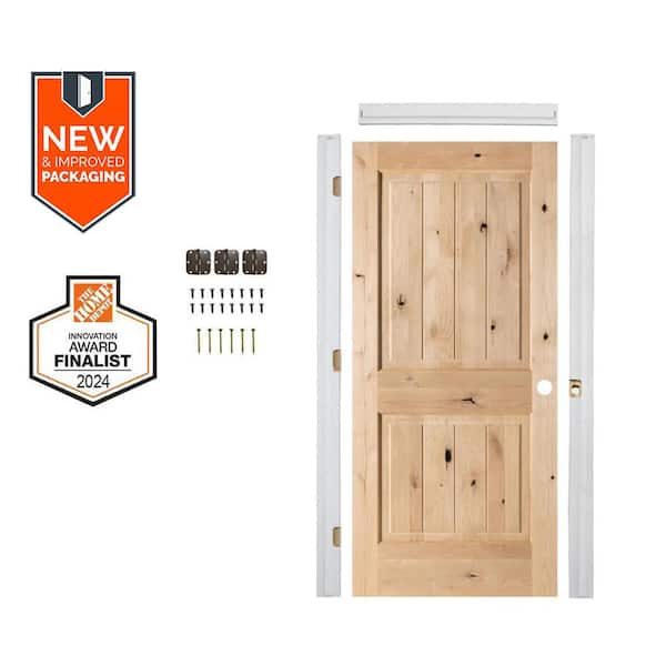 Krosswood Doors Assembly Required 24 in. x 80 in. Knotty Alder Left-Hand Sq. Top VG Unfinished Single Interior Door Kit w/Separate Jamb