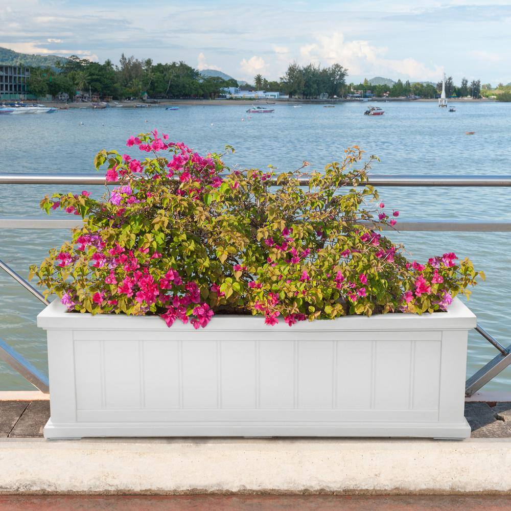 Cape Cod 36" White Polyethylene Self-Watering Window Box Planter