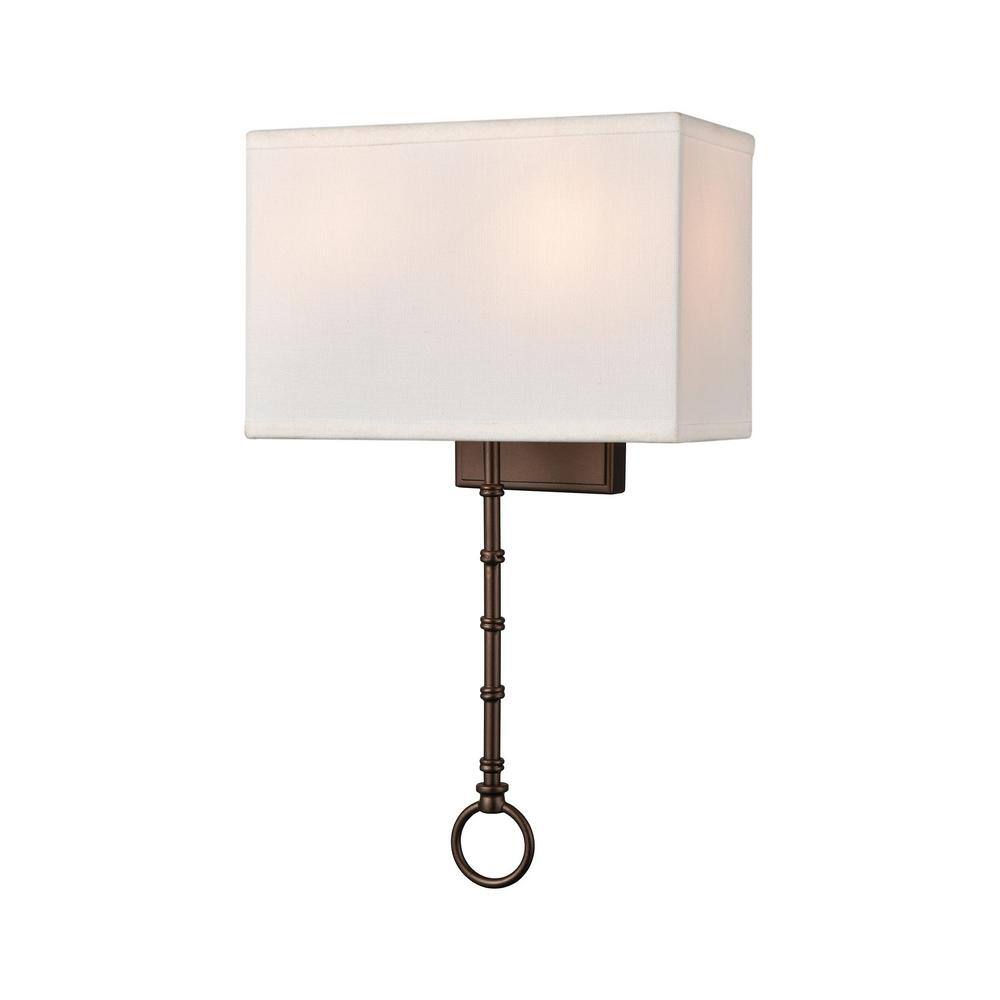 Shannon Dimmable Oil Rubbed Bronze Sconce with White Fabric Shade
