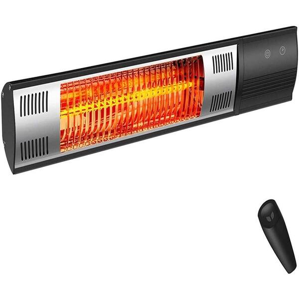 AQQRRA 1500-Watt, 110-Volt Indoor/Outdoor Wall Mounted Electric Carbon Infrared Patio Heater with Remote, Black