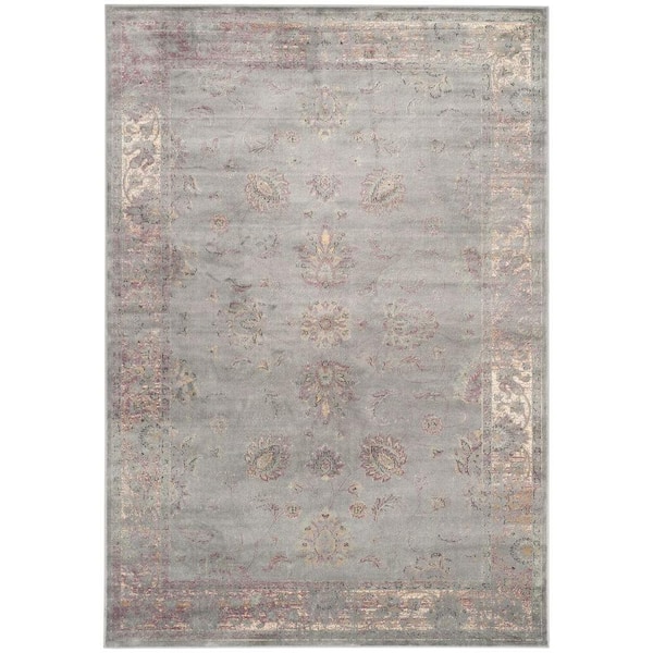SAFAVIEH Vintage Grey/Multi 7 ft. x 9 ft. Border Area Rug